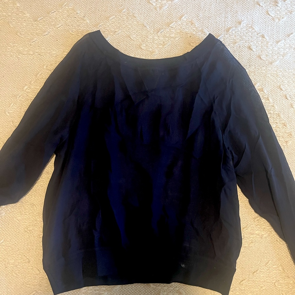 Rugby by Ralph Lauren sheer sweatshirt blouse. Size small, color Navy